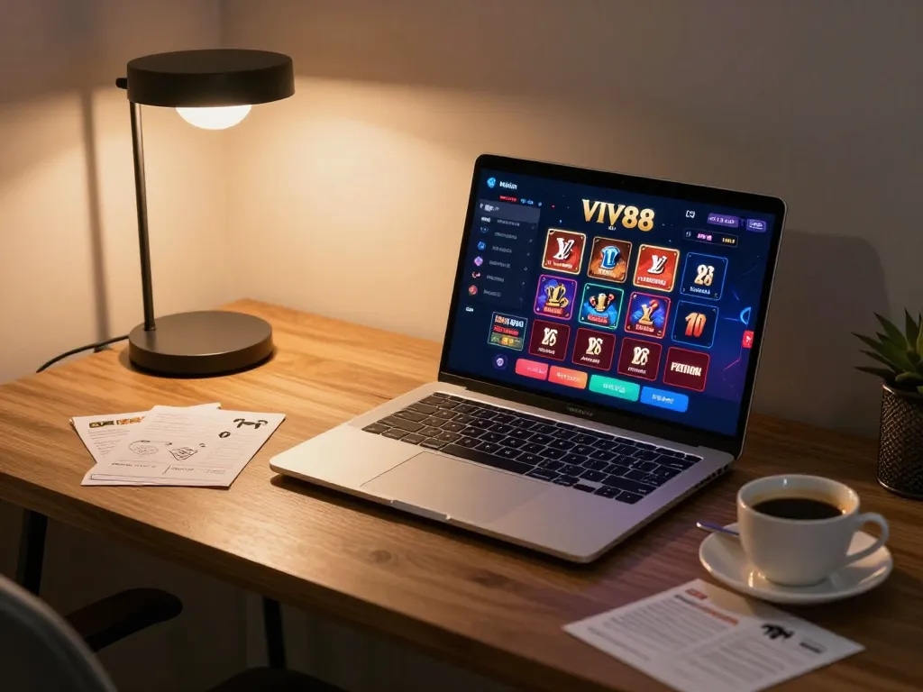 Engaging in online gaming at LV88 with a stylish setup and strategy notes