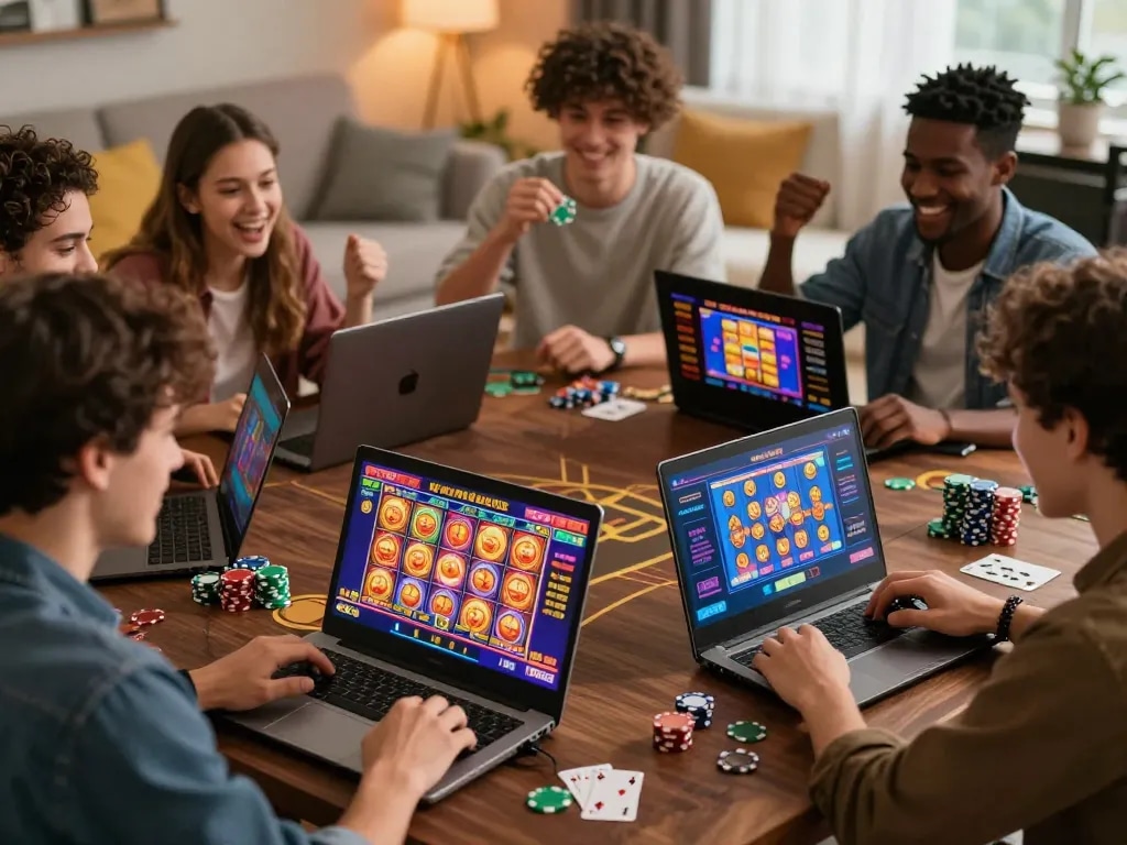 Engaging players enjoying the 92slot homepage online casino interface with vibrant slot games displayed.