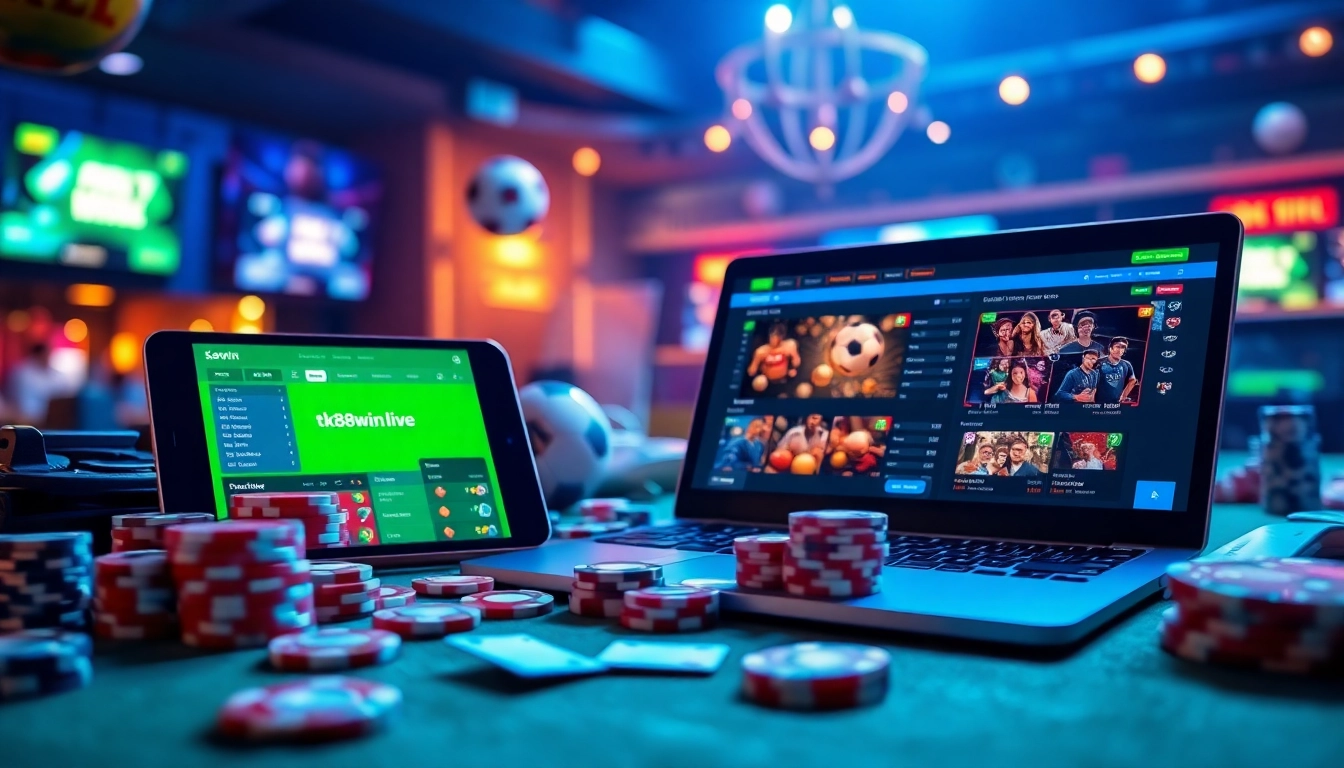 Exciting online gaming scene featuring tk88win.live casino activities and sports betting.