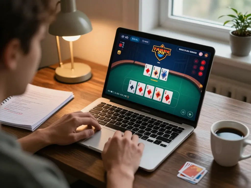 Engaged player enjoying Texas Hold'em online at 88clbgo with focused strategy notes.