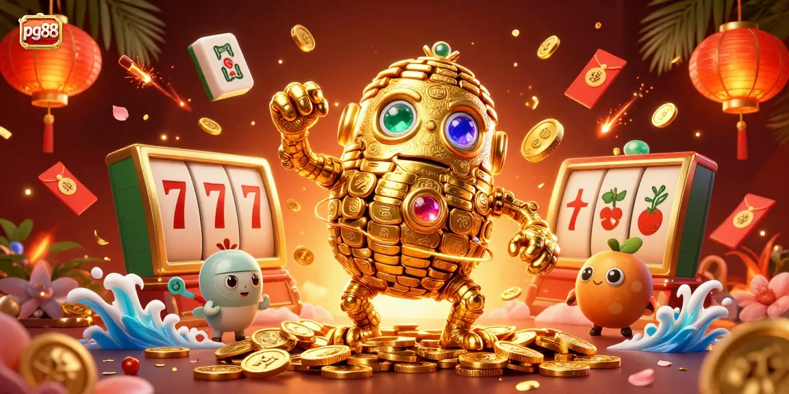 Activate the thrill of winning with pg88's immersive golden golem surrounded by dynamic gambling elements.