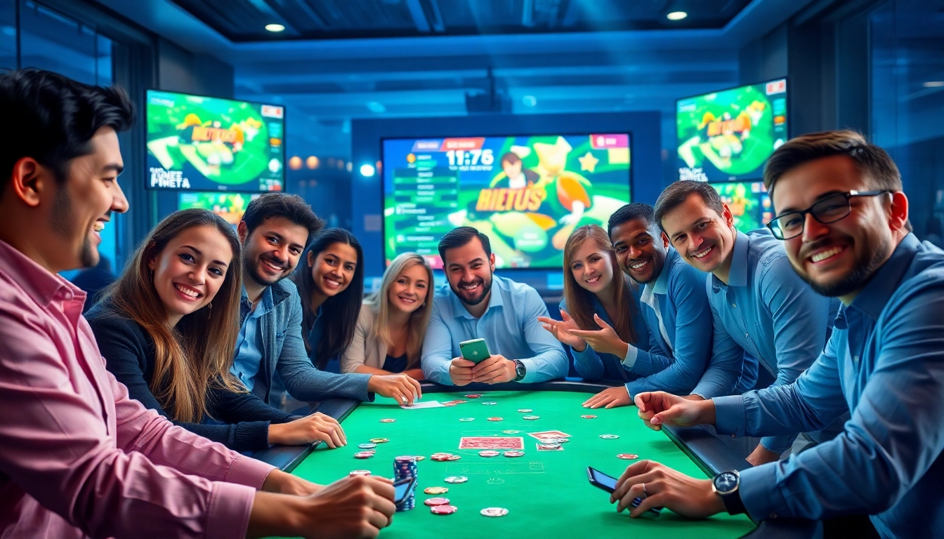 Exciting online betting scene at https://789beta2.com/ with diverse players, digital gaming tables, and vibrant atmosphere.