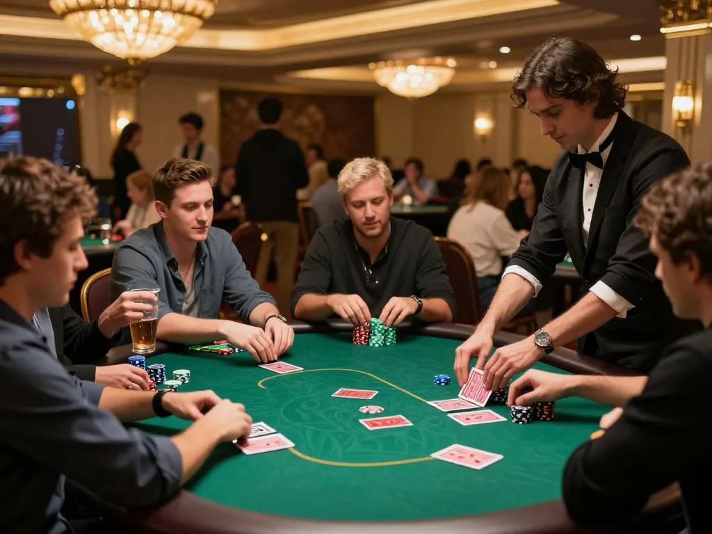 Intense gameplay at a uk88 poker table with players engaged in strategic betting
