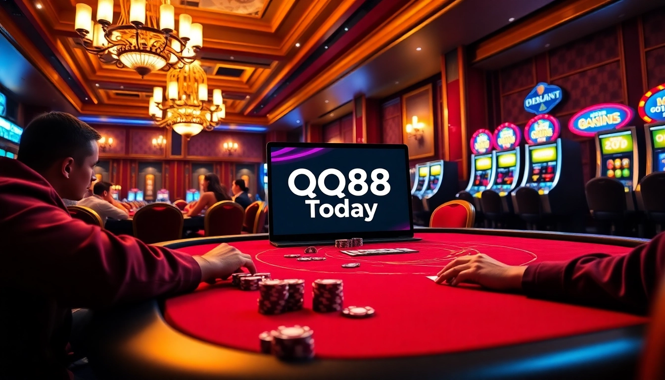 Experience thrilling wins at QQ88 Today with an exciting poker game scene featuring vibrant colors.
