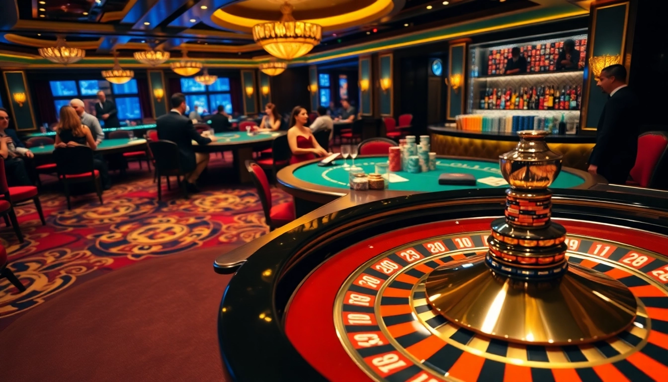 Experience thrilling gaming at https://tg88-vn.jpn.com/ with an exciting roulette table and poker players.