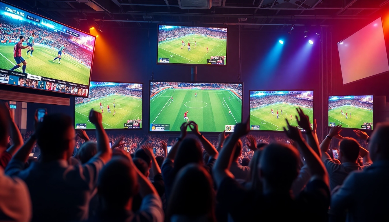 Engage with live soccer streaming on joemadfan.com, showcasing energetic fans and vibrant sports interface.