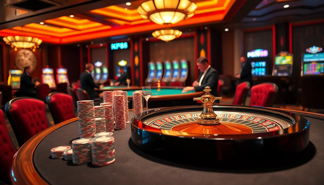 Experience the excitement at KP88's luxurious casino tables with thrilling games and vibrant atmosphere.