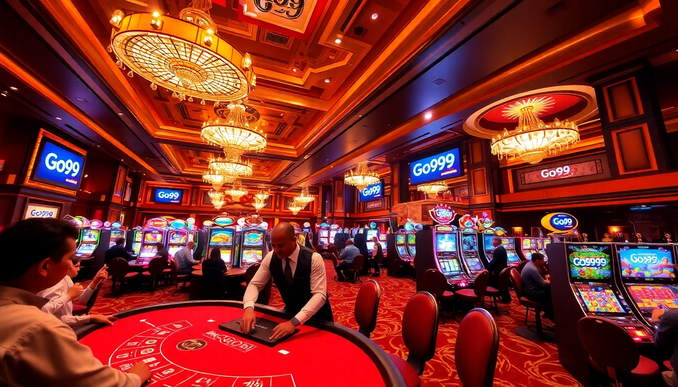 Players enjoying a thrilling gambling experience at Go99 casino with vibrant gaming tables.