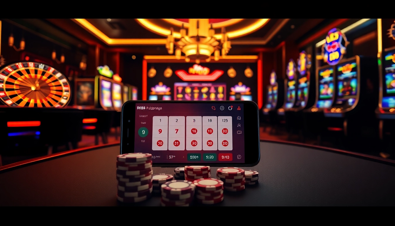 Experience rr88 đăng nhập with an engaging online casino interface featuring roulette and slot machines.