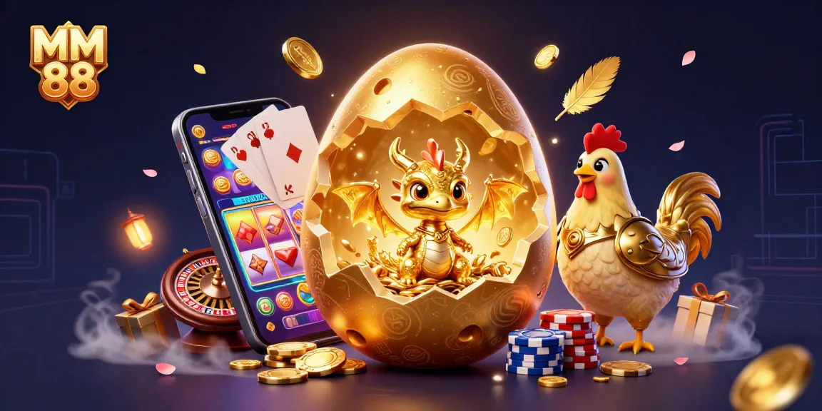 Engage with MM 88's golden dragon and poker chips in an extraordinary casino adventure.