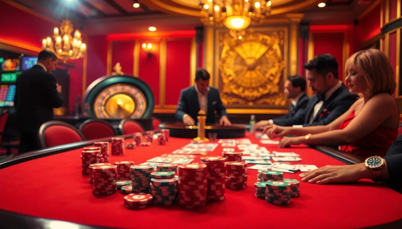 Experience the excitement of 7m at a vibrant poker table with colorful chips and eager gamblers.