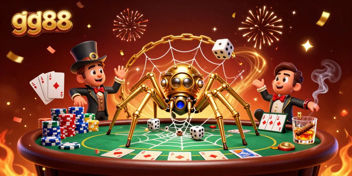 Catch exciting moments at gg88 with a steampunk spider illustrating thrilling poker elements.