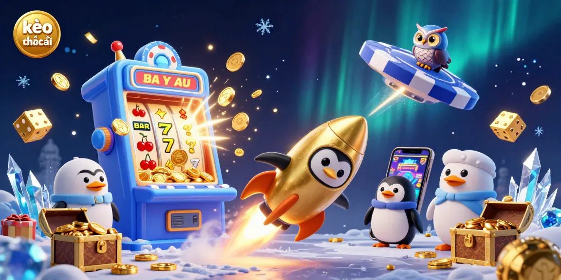 Engage in thrilling casino adventures with kèo nhà cái illustrated in a vibrant 3D space scene.