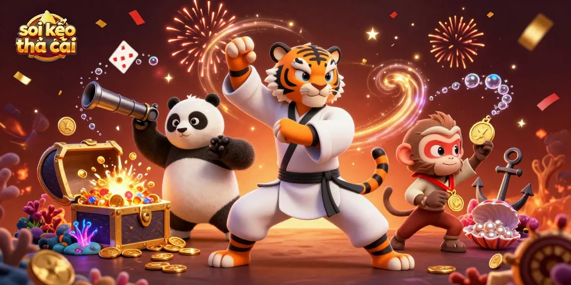 Engage with soi kèo nhà cái visual depicting a kung fu tiger master amidst dynamic gambling elements.