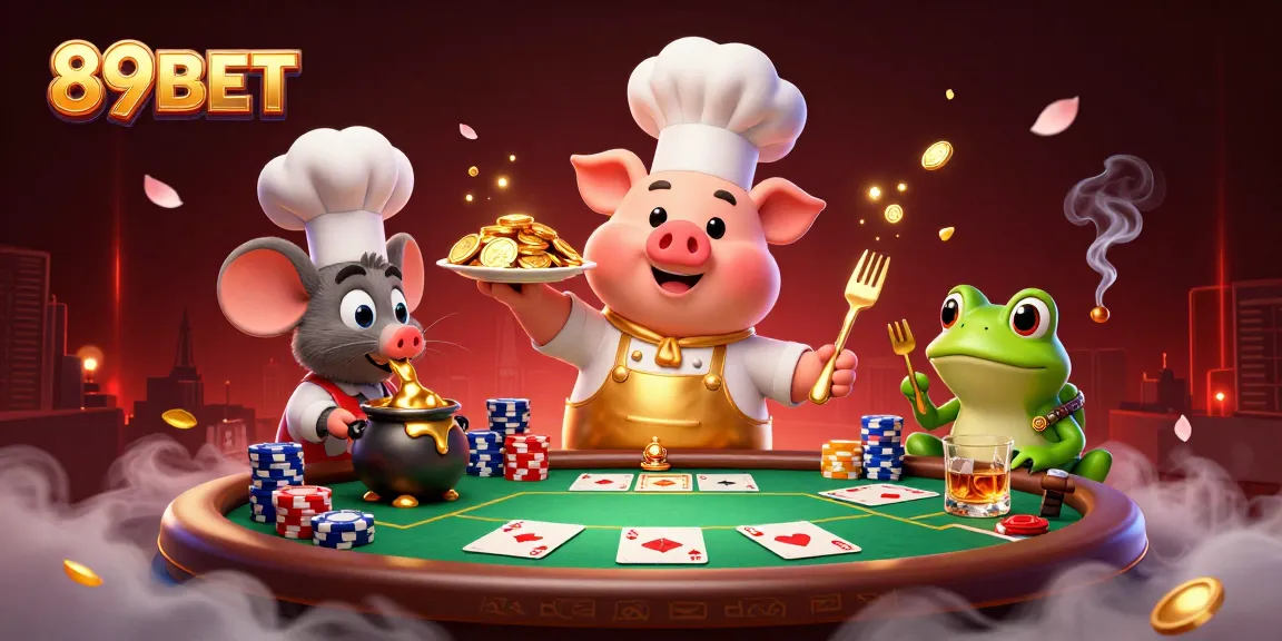 Experience the thrill of winning at 89BET with cartoon characters in a rich casino atmosphere.
