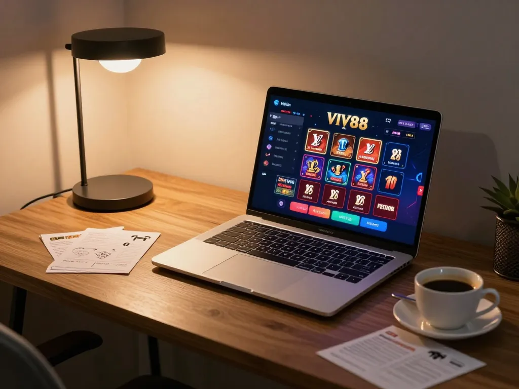Engaging in online gaming at LV88 with a stylish setup and strategy notes