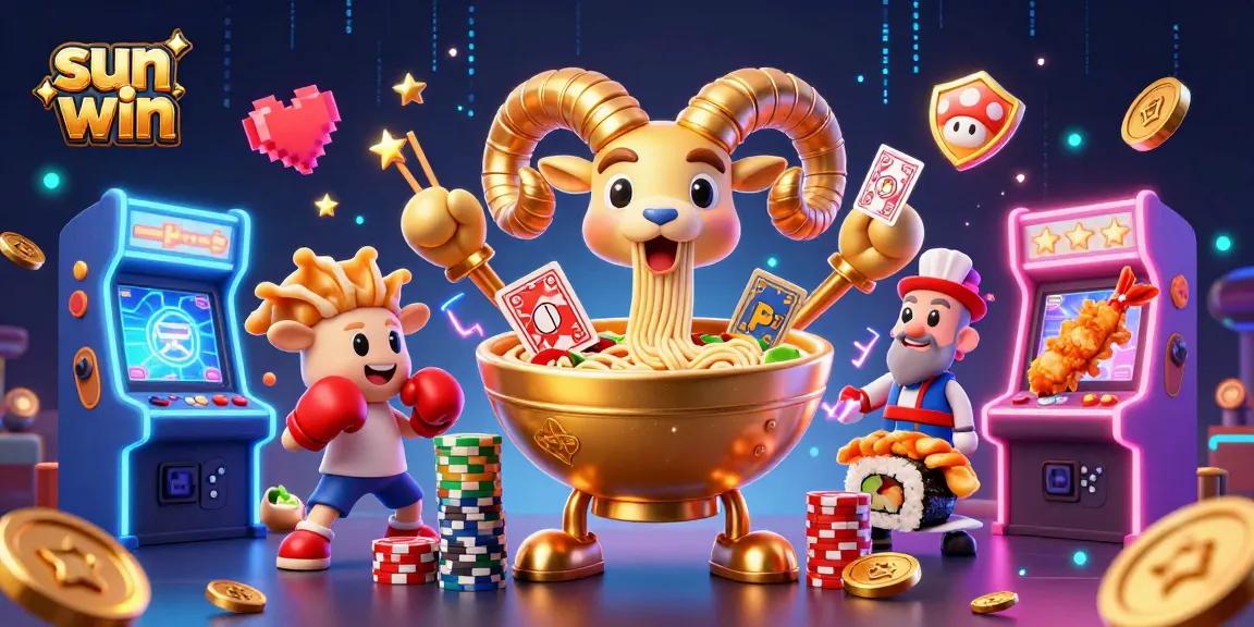 Experience the fun with sun win as a giant ramen bowl deals cards and stacks chips