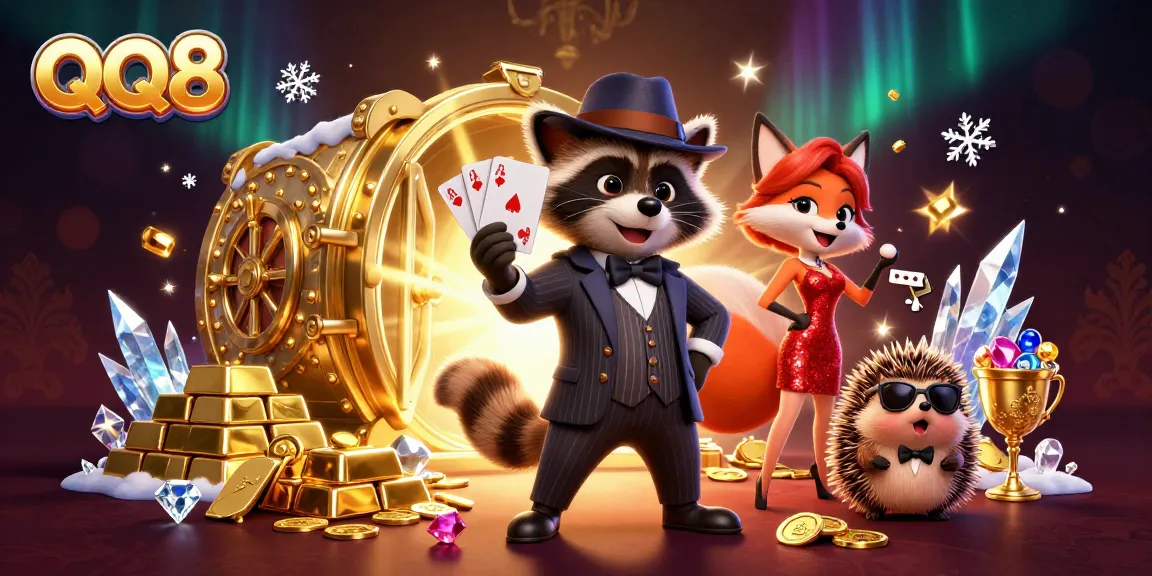 Experience QQ8 thrills with a charming raccoon and dazzling companions amid wealth and excitement.