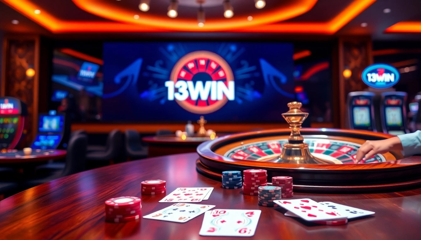 Experience thrilling wins at 13win with vibrant poker games and luxury casino elements.