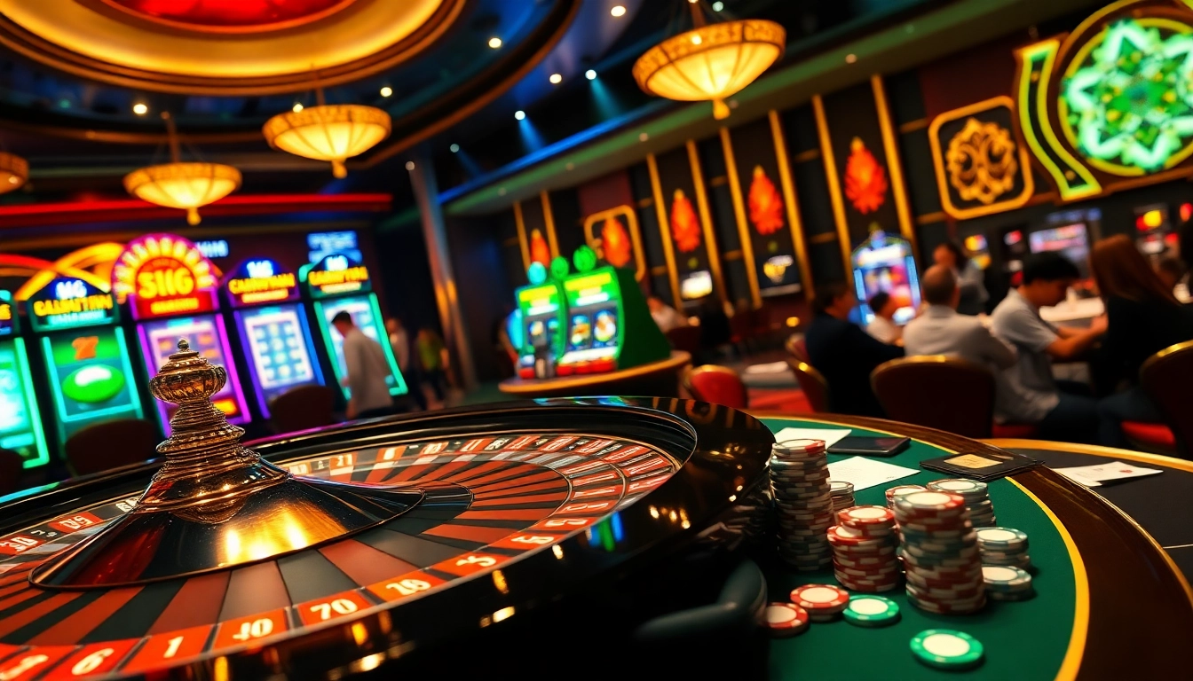 Engage in a thrilling gambling experience at Debet Com with vibrant casino tables, slots, and high-stakes action.