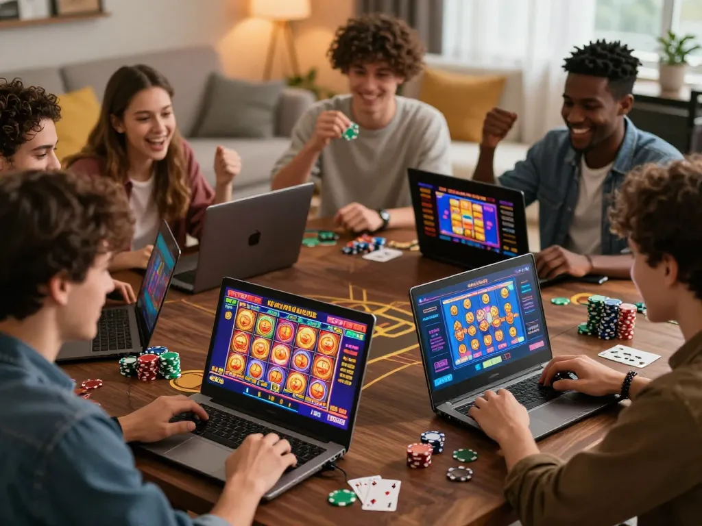 Engaging players enjoying the 92slot homepage online casino interface with vibrant slot games displayed.