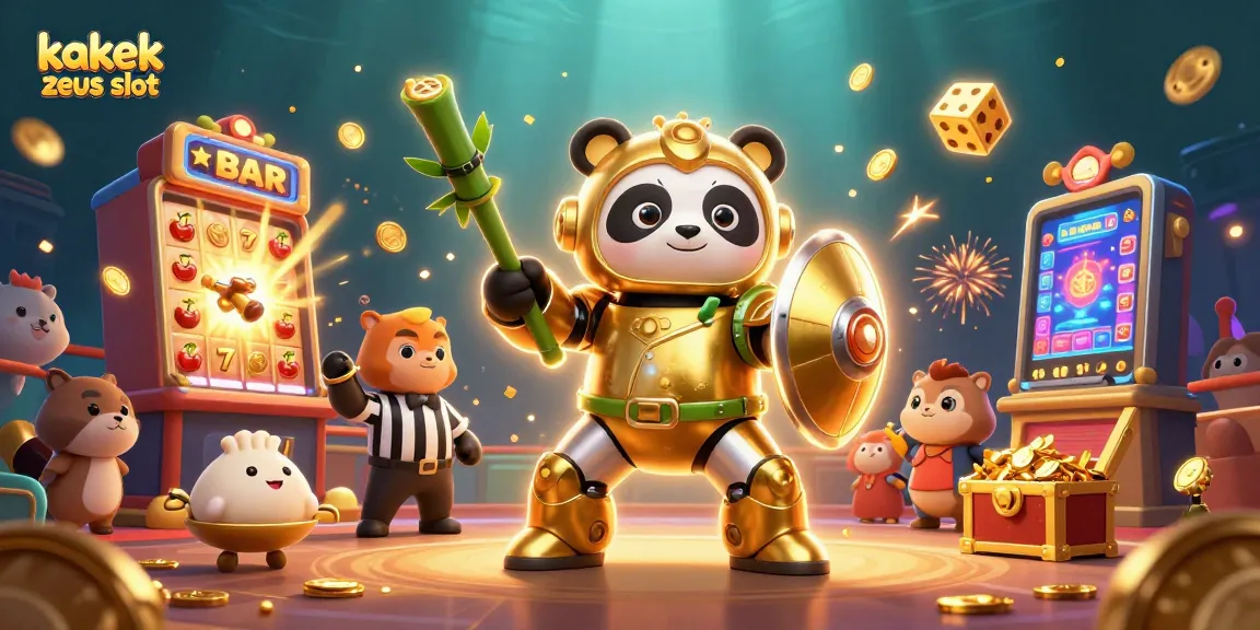 Experience big wins with kakek zeus slot in this dynamic 3D casino illustration featuring jackpot elements.