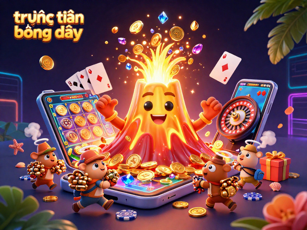 Experience the excitement of trực tiếp bóng đá hôm nay with dynamic game elements and vibrant visuals featuring a golden volcano erupting coins.