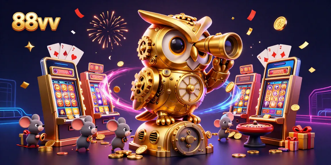 Experience the excitement of 88vv with a vibrant illustration showcasing a lavish casino atmosphere filled with rich details.