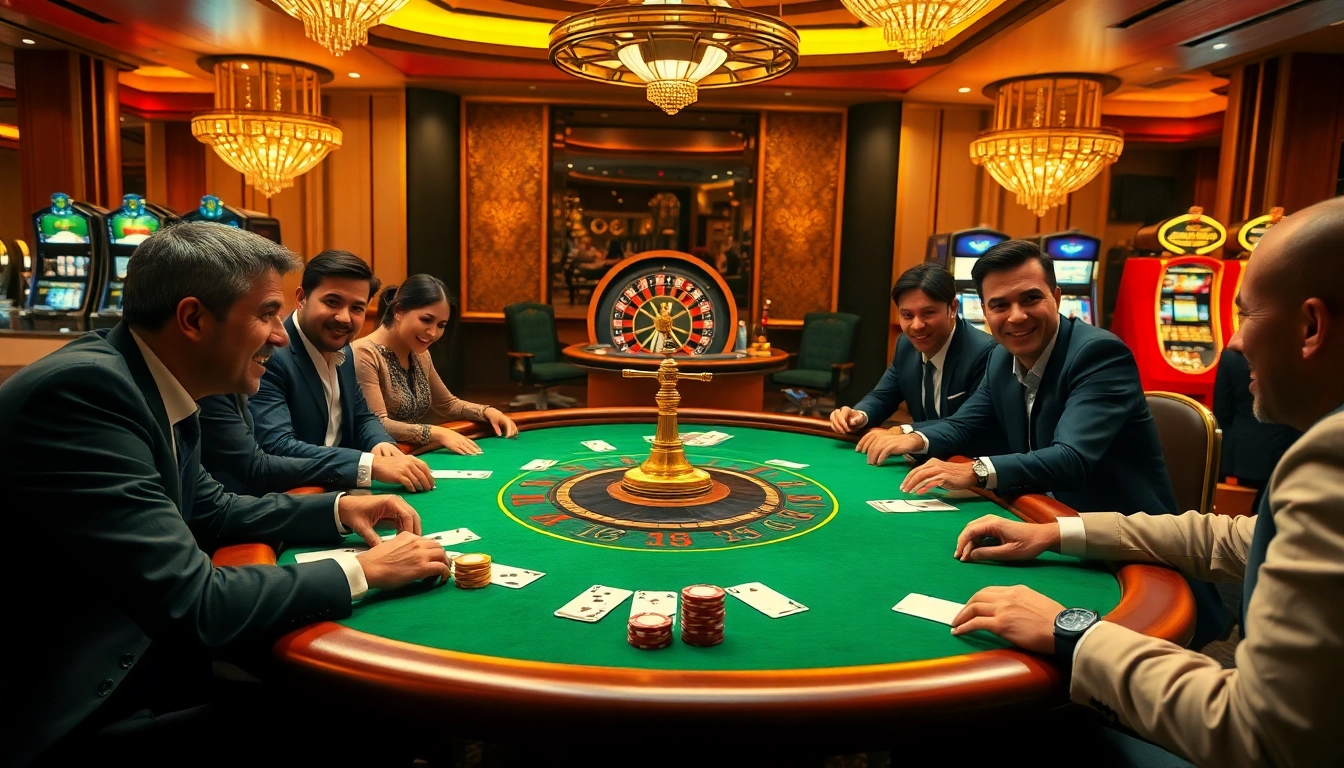 Players at a poker table experience thrilling moments at https://8day-vn.jpn.com/ with vibrant lighting and rich casino decor.