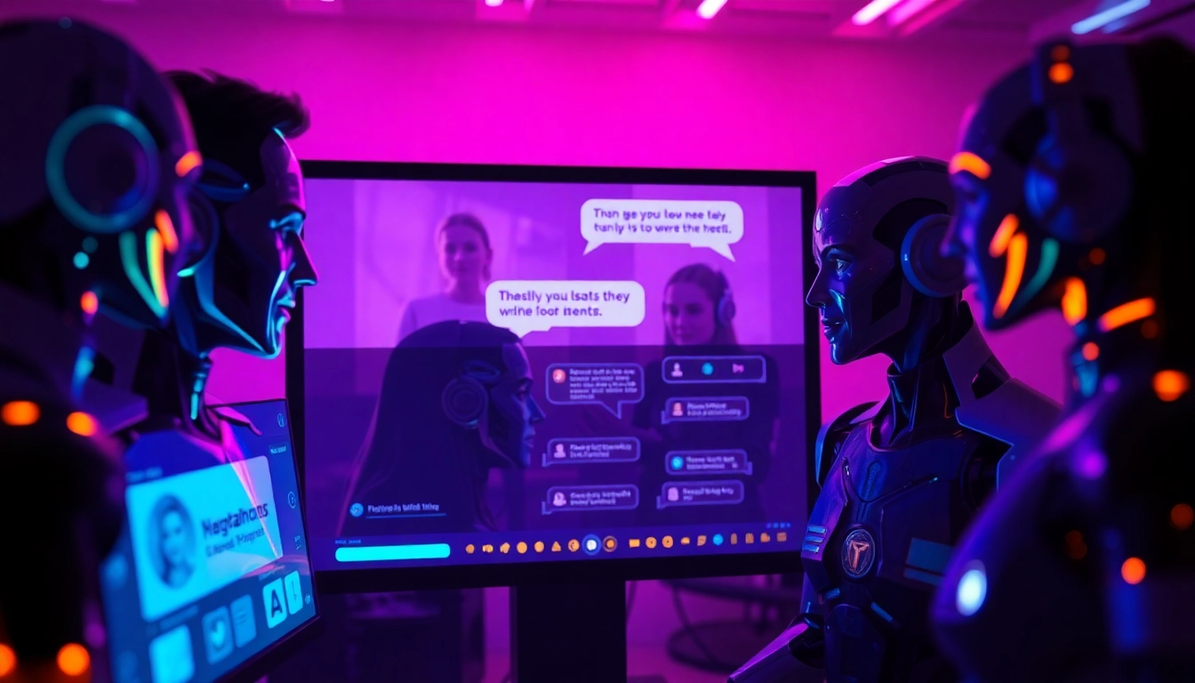Engaging digital artwork showcasing AI NSFW platforms with diverse characters and vibrant interfaces.
