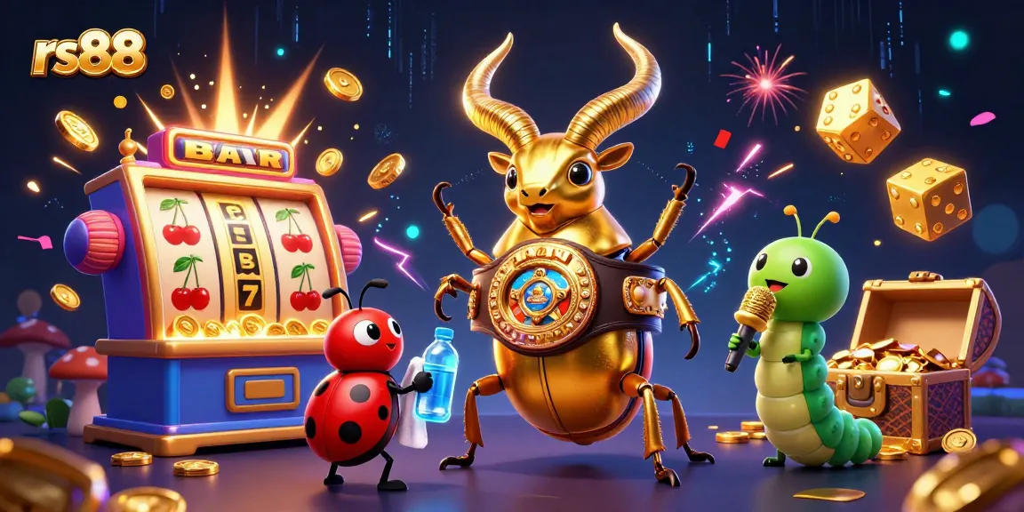 Join the excitement with rs88 as a boxing beetle faces off in a vibrant casino scene.