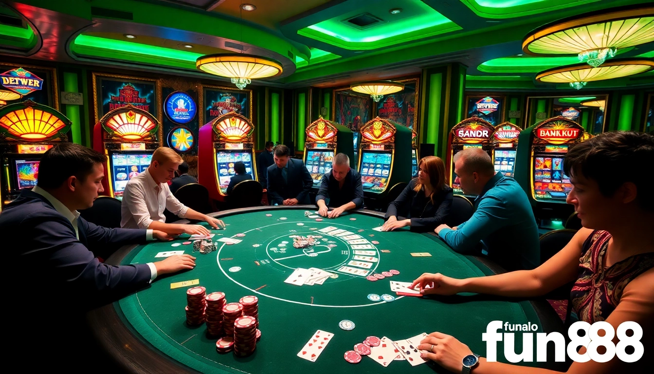 Enjoying exciting poker gameplay at Fun88 casino with colorful chips and cards.