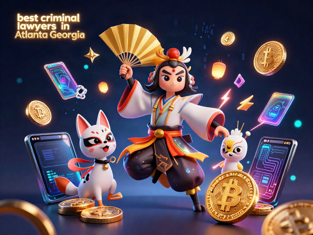 Engaging scene showcasing the best criminal lawyers in Atlanta Georgia surrounded by crypto casino elements