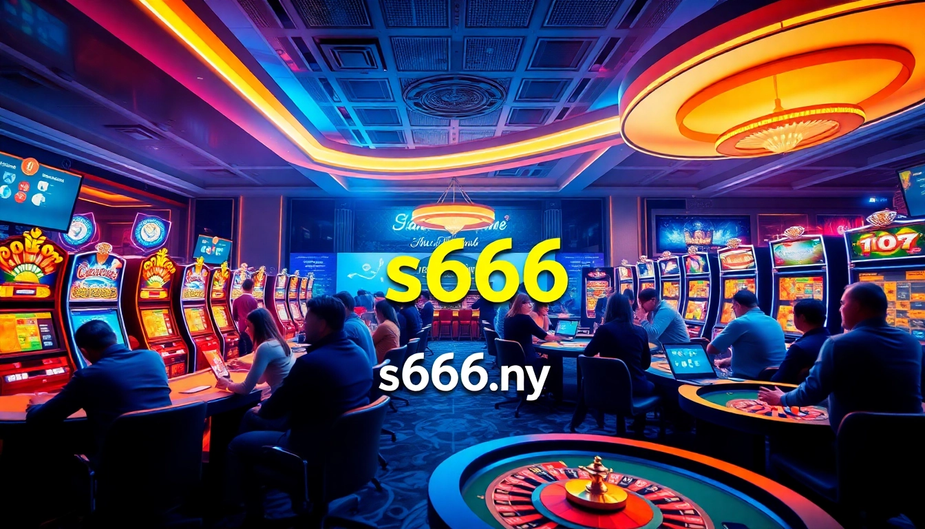 Exciting gaming experience at s666.nyc with diverse players enjoying poker and roulette in a modern virtual casino.