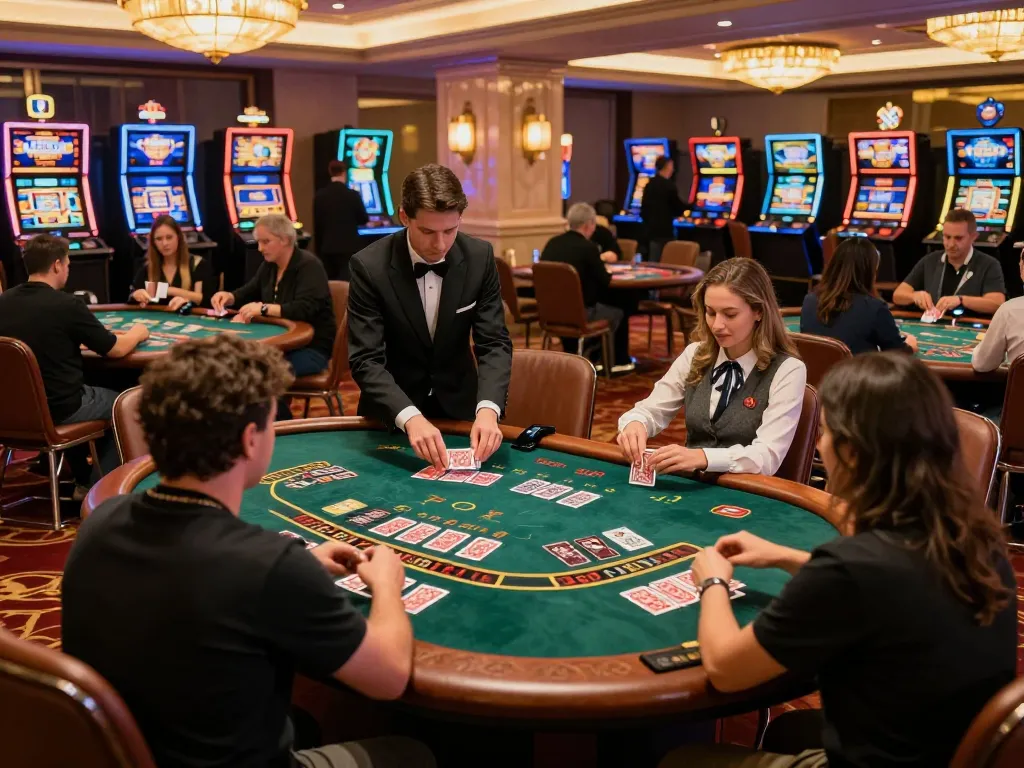 Players strategizing at the blackjack tables in the hit club casino environment