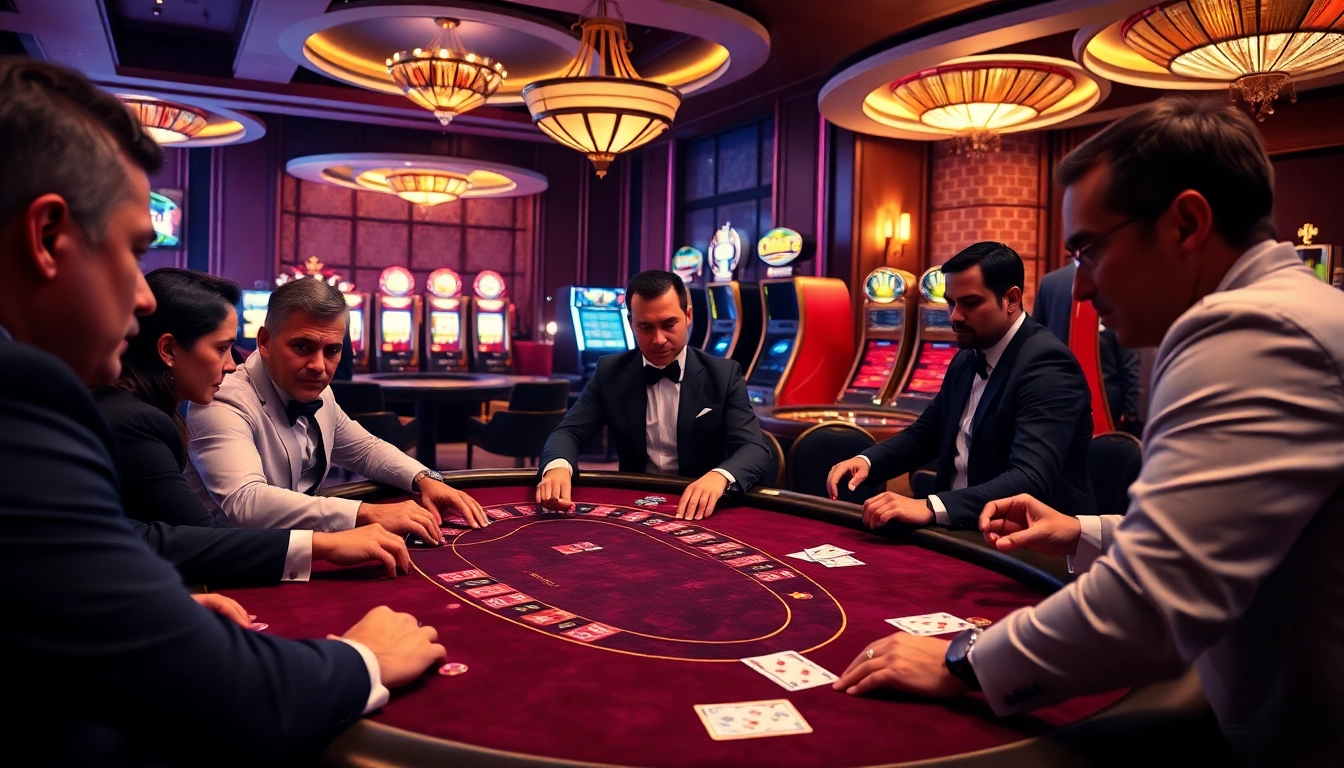 Exciting poker action at MU88 casino with vibrant betting slips and luxury ambiance.