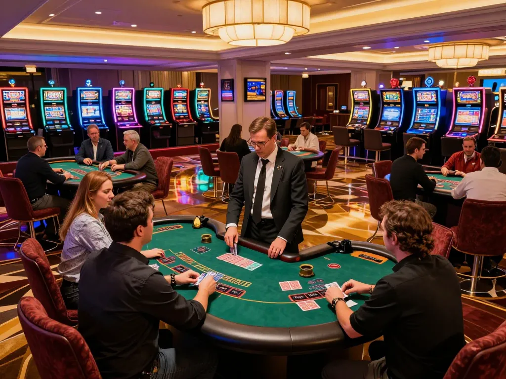 Players enjoying a strategic game of blackjack at 13win casino, showcasing vibrant atmosphere and professional dealers.