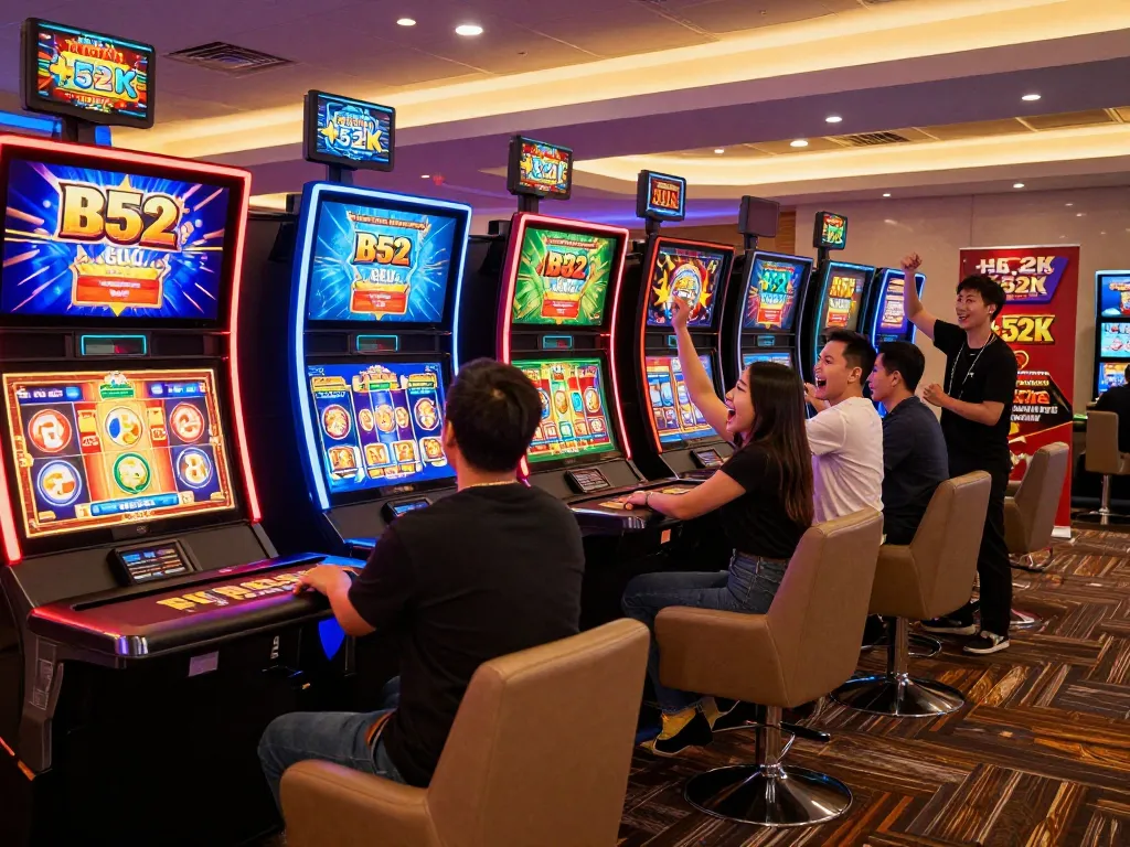 Excited players enjoying the B52 online gaming experience with vibrant graphics and welcoming environment.