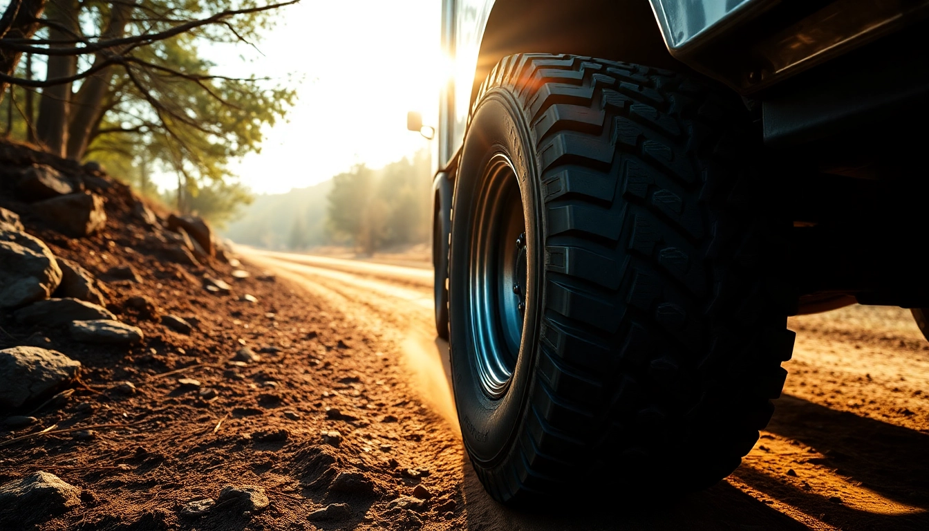 Close-up of RR99 tire showcasing durability on rugged terrain, highlighting mixed-service capabilities.