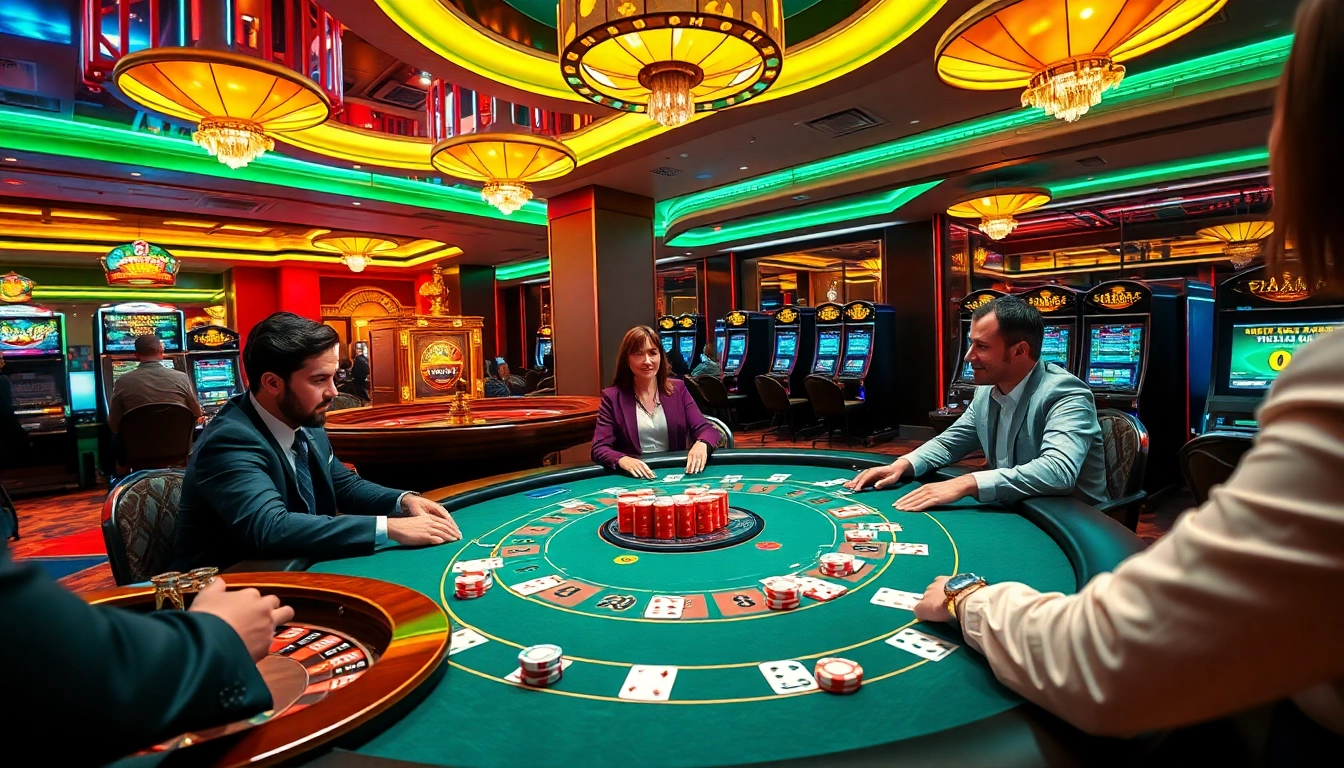 3win casino vibrant poker scene with players, chips, and cards for excitement