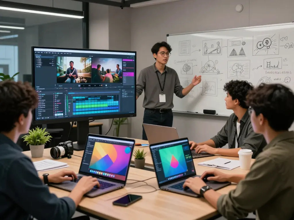 Team using seedance ai in a modern workspace for innovative video projects
