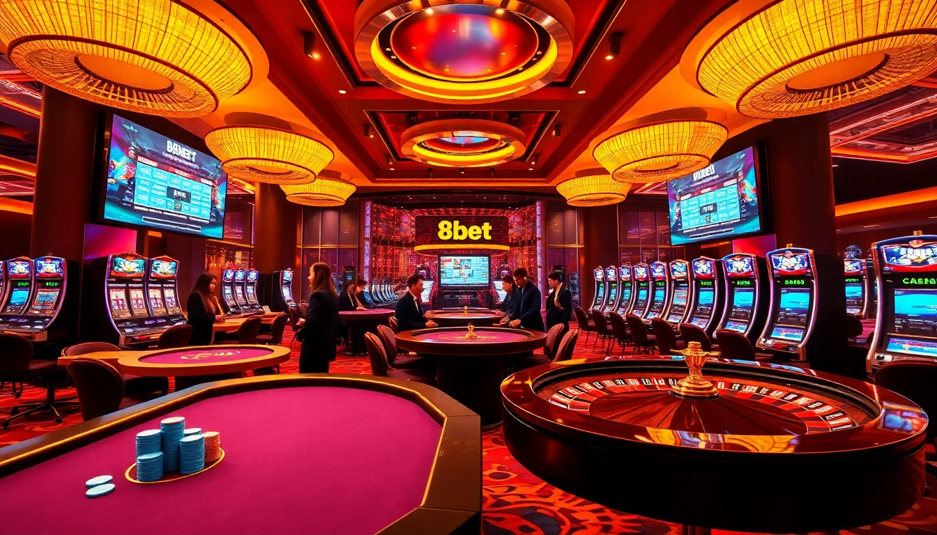 Experience high-stakes excitement at 8Kbet with vibrant casino tables and engaging gameplay.
