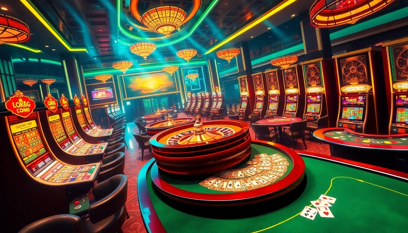Cổng game Lucky88 offers an exciting casino experience with vivid slot machines, poker tables, and a thrilling ambiance.