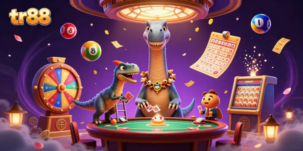 Win big with tr88 in an imaginative casino world featuring a brontosaurus and raptor dealers.