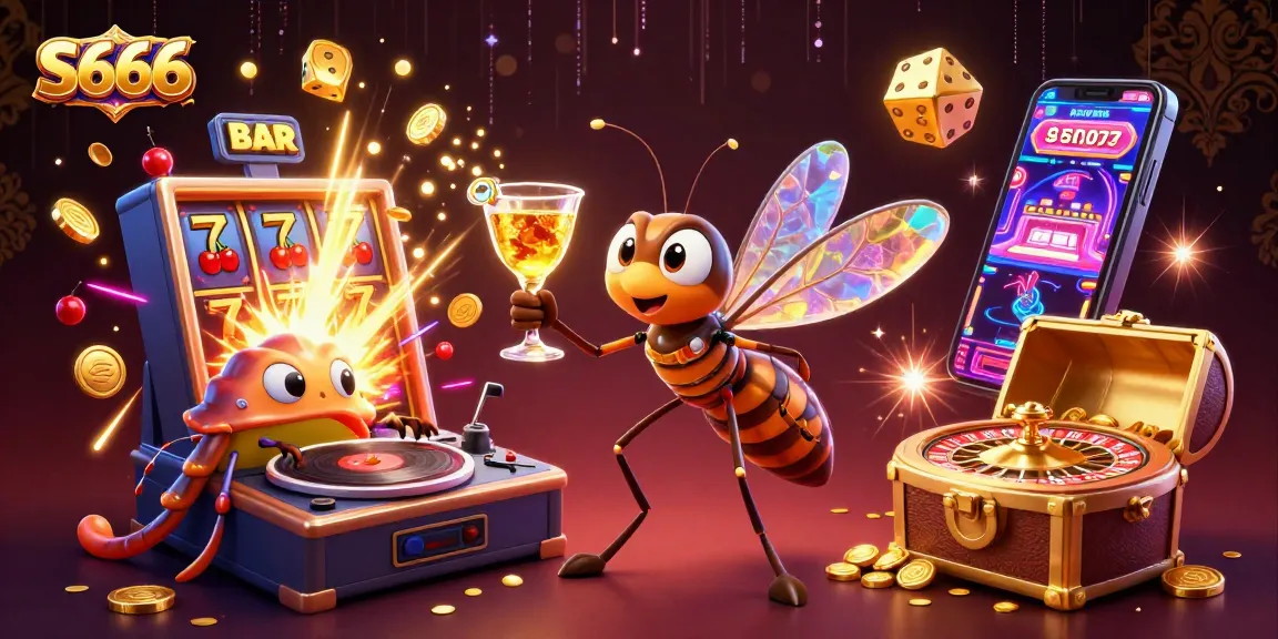 S666 casino mascot comes to life with thrilling slot machine action and vibrant gaming elements.