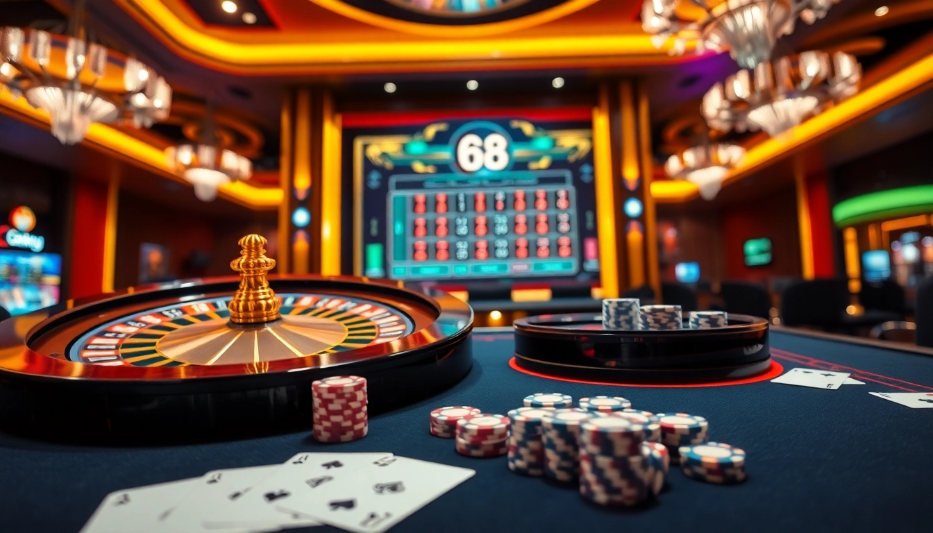 Engaging gaming experience at https://go88casino.pro/ with vibrant casino visuals, featuring roulette and poker scenes.