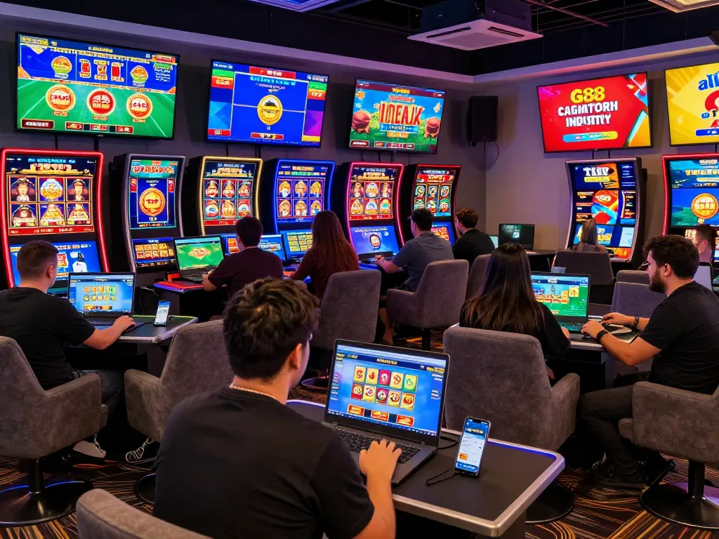 Exciting G88 online gaming scene with players enjoying casino games and sports betting.