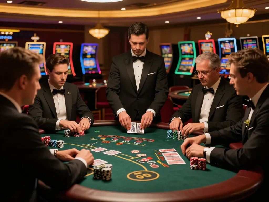 Players engaging in high-stakes blackjack at SHBET casino table, showcasing strategic gameplay.