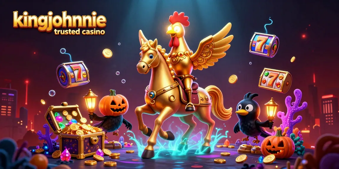 Experience the excitement of kingjohnnie trusted casino with vibrant 3D illustrations showcasing dynamic gaming elements.