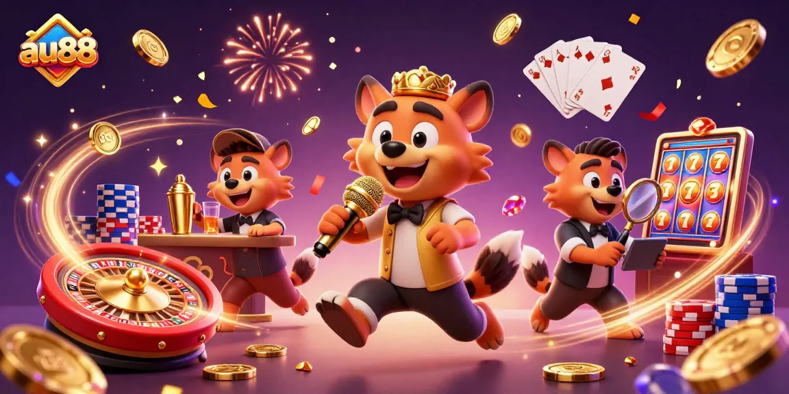 Experience exciting gameplay at au88 with dynamic hyena characters in a vibrant casino setting.